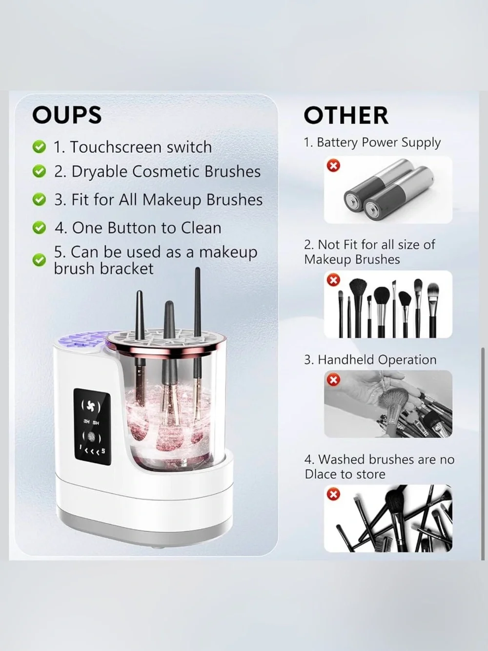 New 3 in 1 Electric Makeup Brush Cleaner, Automatic Portable USB Deep Cleaning